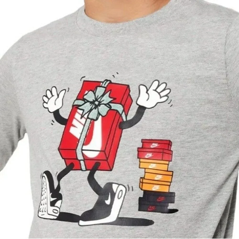NIKE ❤️🔥NIKE SPORTSWEAR BIG KIDS' LONG-SLEEVE T-SHIRT GREY boys girls shirt M